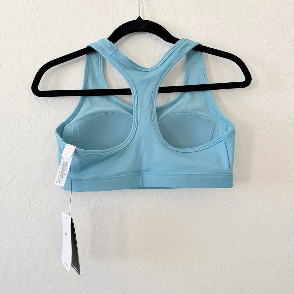 Nike Women's Swoosh Light Blue Sports Bra - Picture 2 of 6